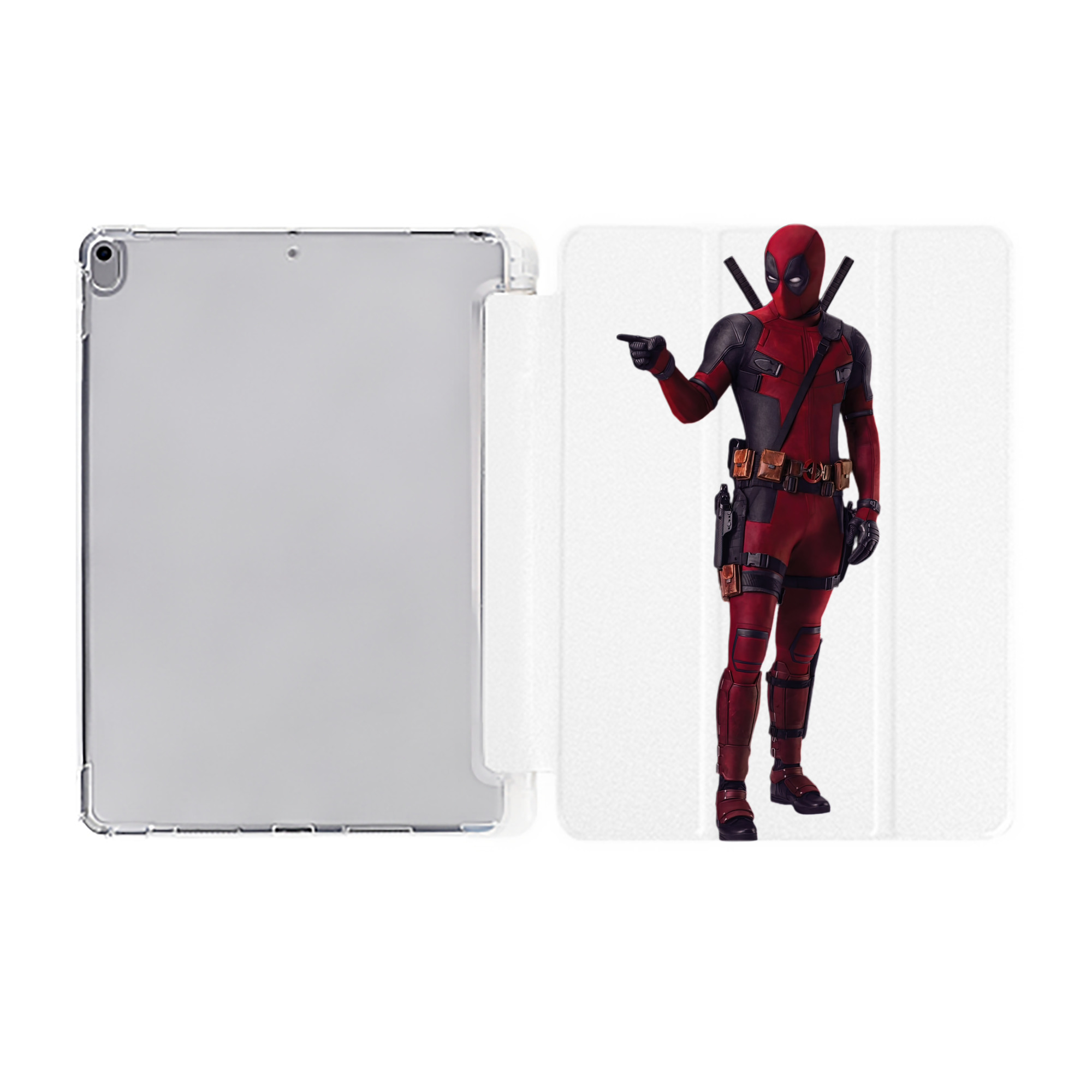 （画像用） Deadpool デッドプール IPad ケース ペン収納付き 三つ折りスタンド PUレザー×シリコン 対応機種9.5/10.5/10.9インチ